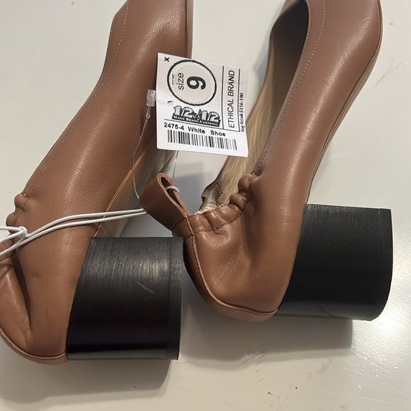 Everlane Italian Leather Day Heels Stacked Heel Tan Size 6 - Picture 5 of 8